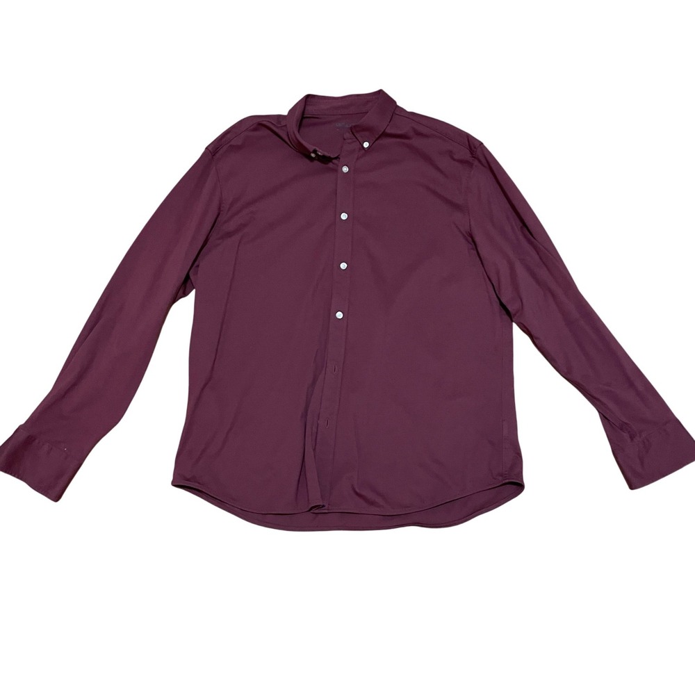 UNTUCKit Huber Burgundy Cotton Button Down Smart Casual Shirt Men's XL